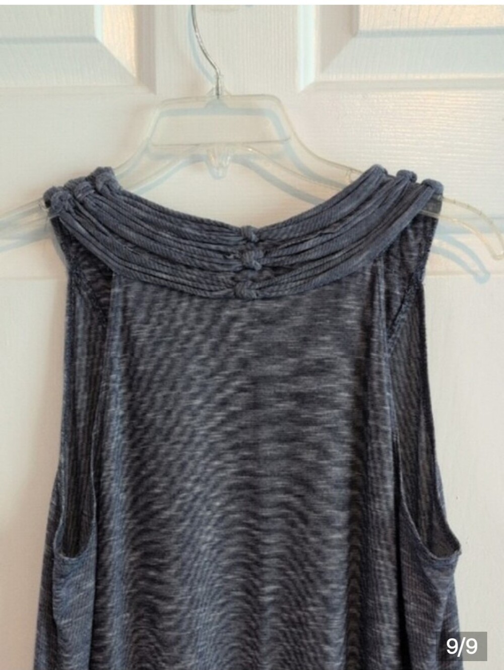 Fall Max Studio Sleeveless Navy Blue Heather V-Neck Knit Dress  Small Autumn - Picture 9 of 9